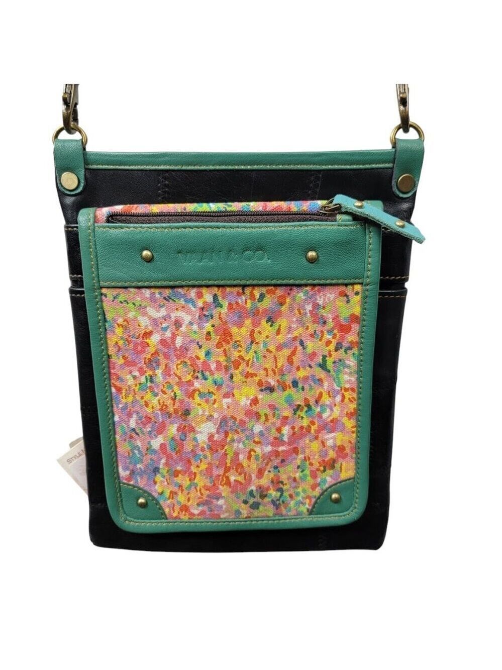 Vaan & Co. Colorful Canvas & Leather Crossbody Bag NWT